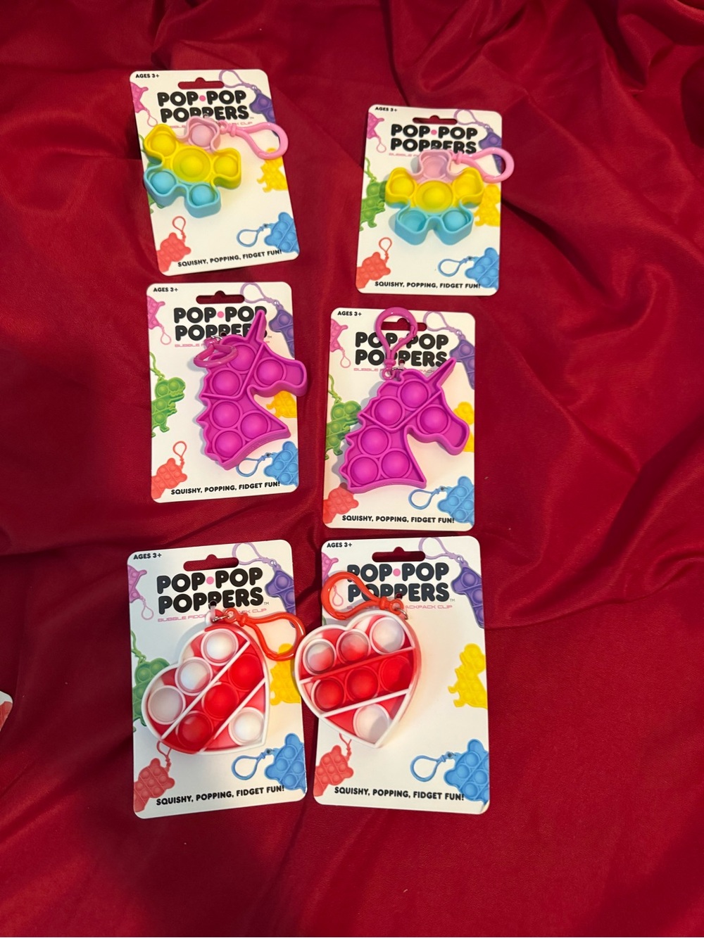 6 Pop Pop Poppers Novelty Fidget Keychains treasure box Treats favors new